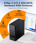 Rock Solid 8 Bay External Hard Drive Raid Enclosure For 2.5 And 3.5 Inch Sas Sata Hdd And Ssd Handles Eight Raid Modes packs 144TB storage.