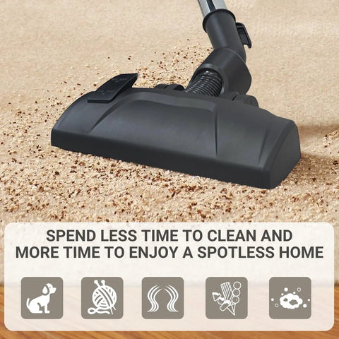 Universal Vacuum Floor Brush Head Fits 32 And 35 Mm Attachments For Hard Floors And Carpet 2 In 1 Swivel Neck with wheels cleaning carpet