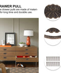 4 Pack Antique Alloy Drawer Handles Ring Pulls with retro wooden case look on a modern dresser