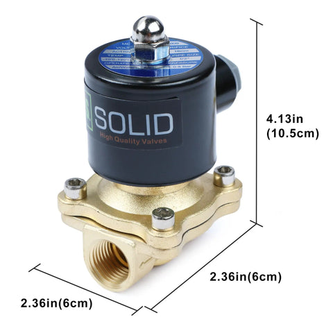 Heavy Duty Brass Electric Solenoid Valve Half Inch 110V AC Normally Closed With Viton Seal for air gas fuel oil, side view