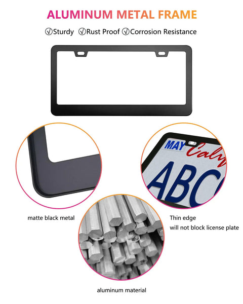 Aluminum frame for Front Bumper USA Flag License Plate Dope 3D Embossed Stars And Stripes On Black ABS Plastic Tag Plate
