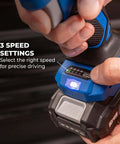Compact Cordless 20V Drill And 1/4 Inch Impact Driver Combo Kit With Two Reliable Batteries showing 3 speed settings for precise driving