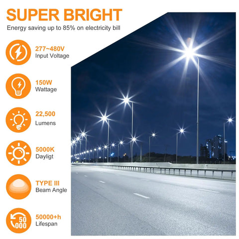Triple-Setting LED Parking Lot Light With 150W 120W 90W Options, 5000K Dusk-To-Dawn Shoebox Flood, IP65 UL Listed in use on highway
