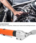 One Quarter Inch Air Shears Pneumatic Metal Cutter With Steel Straight Blade shown in a garage with engine for auto maintenance