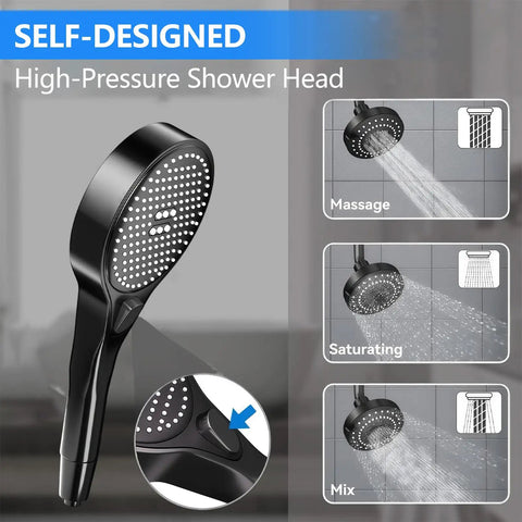 Total Win Dual Shower Head With Retractable Hand Sprayer For Couples And Shared Bathrooms Matte Black Finish Double Shower Rig Dropping Heavy Water Pressure