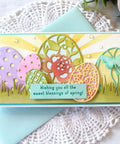 Handmade card using Seven Piece Easter Egg Die Cuts Set With Flower And Butterfly Frame Dies for DIY embossing and card making