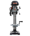 Heavy Duty Benchtop Drill Press Featuring A Spacious 10 Inch Chuck With 9 Adjustable Speeds And A Badass 5 Amp Motor, front view.