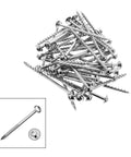 Pile of zinc-coated Wood Pocket Hole Screws For Indoor Use Size Seven By Two And A Half Inch Washer Head Coarse Thread Torx Drive