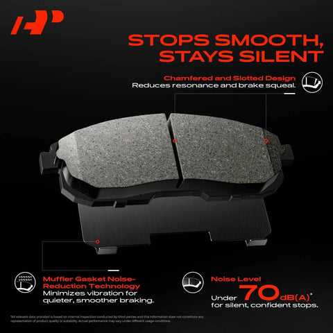 Heavy Duty Front Brake Rotors And Top Shelf Ceramic Pads Set For Jeep Compass Cherokee And Mitsubishi Outlander Lancer 11 57 Inch 294Mm showing chamfered brake pads.