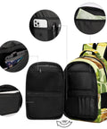 Lemon Americano Printed Unisex Backpack with large compartments open, durable polyester fabric, ideal for school and travel use