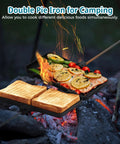 Oukens Non Stick Cast Iron Double Pie Iron Portable Campfire Press With Removable Handles For Grill Stove Mountain Cooking Adventure Gear cooking sandwiches and vegetables over campfire