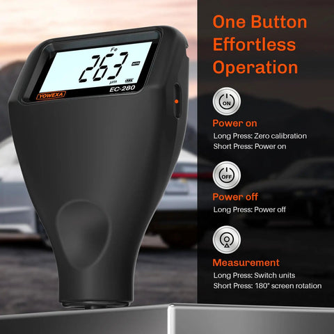 Paint Thickness Gauge Pro Grade for Cars Digital Coating Meter 0 to 2500 Micrometers Car Paint Tester for Used Car Inspections Auto Detailing and Body Shops Measures Coating Thickness with 1 Micrometer Resolution Plus or Minus Three Percent Accuracy, handheld display