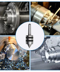 2MT 60 Degree Live Center For Lathe Wood And Metal CNC Work, Beefy Tailstock Center With 5000 RPM, images showing machining processes