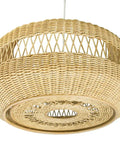 Open Weave Candy Wicker Pendant Lamp In Natural Brown Hand Woven 19.25 Inch Diameter Ceiling Light With 74 Inch Adjustable Cord Rustic Chic Vibe
