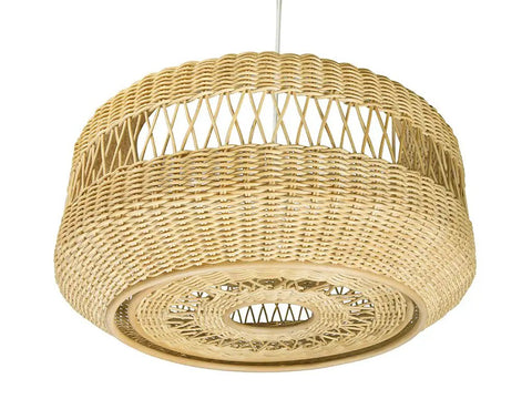 Open Weave Candy Wicker Pendant Lamp In Natural Brown Hand Woven 19.25 Inch Diameter Ceiling Light With 74 Inch Adjustable Cord Rustic Chic Vibe