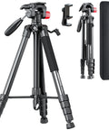 74 Inch Lightweight Camera Tripod For Mirrorless DSLR Phone And Camcorder Aluminum Stand With Holder And Travel Bag
