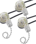 Three Pack Zing Ear ZE109 Two Wire Ceiling Fan Pull Chain Light Switch Replacement for Ceiling Fans, Silver Finish