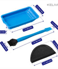Built Different Non Stick Silicone Glue Brush Set With Tray And Spreader Tool Smooth Operator tools and tray dimensions shown.
