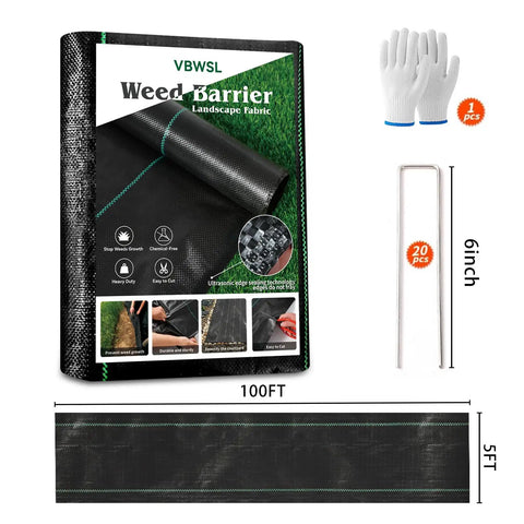 Heavy Duty Weed Barrier Fabric 5 Ft By 100 Ft 3.2 Oz Ground Cover For Landscaping And Gardening Weed Control Mat display