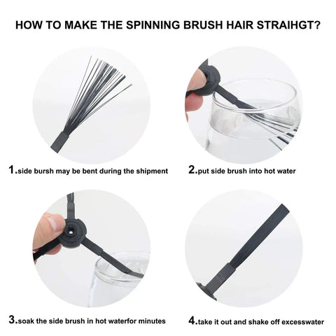 Instructions for straightening side brush in All In One Vacuum Filter Kit Replacement For ILIFE Robotic Vacuums V3 V3S V5 V5s Pro