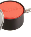 Alpinist 2 Camping Cook Set featuring 2.4L hard anodized aluminum pot with strainer lid and Talon pot handle.