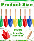 12 Pack Kids Garden Shovels Set With Wooden Handles, Mini Metal Sand Shovels for Beach and Garden in 4 Colors