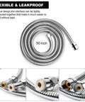 Extra Long 90 Inch Shower Hose With Brushed Chrome Finish, Lightweight Flexible Stainless Steel Handheld Hose With Brass Inner Core