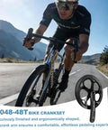 Cyclist on mountain road with 48T Mountain Bike Crankset With 170mm Arm 130BCD Square Taper Cranks, close-up of crankset