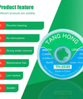 Green Tang Hong desoldering wick, 10 ft length, 0.098 inch wide, features list on left, Desoldering Wick Braid 10 Ft No Clean Desoldering Tool