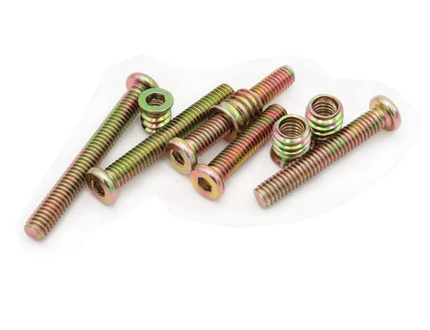 Top Shelf Threaded Insert Nut And Bolt Assortment Kit Zinc Plated Carbon Steel furniture barrel bolts with hex inserts.