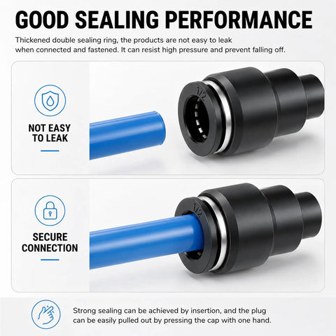 Snag This 10 Piece Pneumatic Quick Connect Kit With Push To Connect Air Line Fitting Plug Adapters In Cap Style For 1/4 5/16 3/8 And 1/2 Inch Tubing That Rock Solid Build For All Your Heavy Duty Projects, black 1/2-inch plug fitting