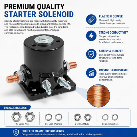 Starter Relay Solenoid Switch For Johnson Evinrude Mercury Marine Outboard Engines 12V Replacement With 18 5808 displayed