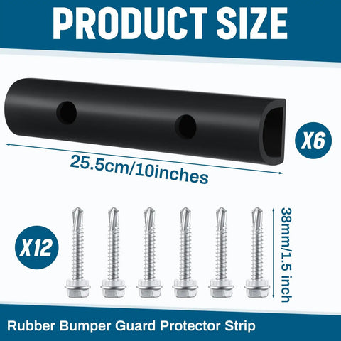 All In One 6 Pack 10 Inch Universal Rubber Bumper Strips Kit with screws for cars and loading docks, front and rear protection