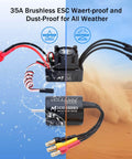 Waterproof RC Beefy Brushless Motor And 35A ESC Combo 2430 5800KV For 1 16 And 1 18 Remote Control Cars Trucks Off Road Buggy Monster CNC 6061T6 Heat Sink For Superior Cooling Easy Install High RPM Power