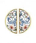 Watercolor Floral Vine Cabinet Handles 2 Pack, 3-Inch Hole Center Semicircle Drawer Pulls in gold finish with floral design