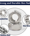 300 Pcs M4 Hex Nuts Stainless Steel 304 A2 70 Coarse Thread Hexagon Nuts For Hardware Projects And Repairs, Rustproof