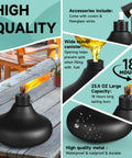 Six Pack Metal Table Top Torches For Outdoor Use Citronella Fueled Refillable Flame Lights With Wicks And Covers in garden setting.