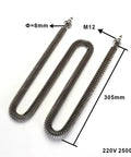 Heavy Duty Electric Finned Tubular Heater And Air Oven Heating Element With M12 Thread 220V 2500W stainless steel design with 8mm diameter