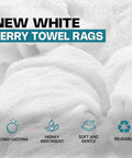 Close-up of Premium White Terry Cloth Rags For Spills And Cleanup In The Garage Shop And Home Go To Multipurpose Cleaning Towels