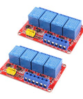 Image of two Four Channel 12V Relay Module With Opto Isolation And High And Low Level Trigger Independent Relays for Arduino