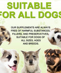 Game Changer Milk Thistle For Dogs With 180 Chewable Tablets showing various puppies promoting all breed suitability.