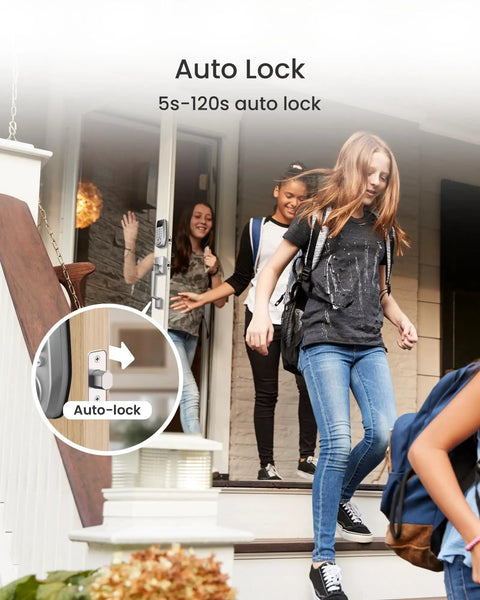 Smart Lock With Built In WiFi Keyless Entry And Display No Key Needed Front Door Deadbolt For Home And Rental Use with auto-lock.