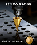 6 Piece Step Drill Bit Set With Automatic Center Punch High Speed Steel Drill Bits creating holes in metal surface