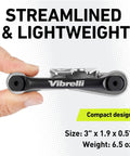 Close-up of Ride Ready 19 Tools Bike Multitool With Carry Case Ultra Slim 3 Inch 6.5 Oz, held between fingers, compact size visible.