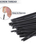 Universal Bicycle Spokes Set 13G 215Mm Length With Nipples Black 36 Pieces, close-up of threaded steel spokes.