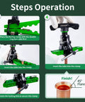 Super Stars flaring tool for 1/4–3/4 in HVAC copper tubing; green metal clamp with black handle, step diagram