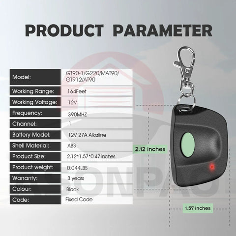 Two Pack Dip Switch Garage Door Opener Remote Replacement for 9 and 12 Dip Switch Models From 1982 to 1996 With 3 Year Warranty