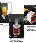 Close-up of Hydraulic components of Heavy Duty Electric Pallet Jack Truck With 4409 Lbs Capacity And Powerful Drive Motor For Indoor Storage Warehouse Material Handling Jobs.