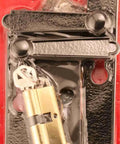 K 5092 Steel and Diecast Security Door Heavy-Duty Keyed-Locking Mortise Handle Set, black finish, in packaging
