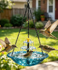 Solar Powered Cascade Hanging Bird Bath Fountain With No Battery Needed Water Pump Dispenser For Outdoors Hummingbird Bath